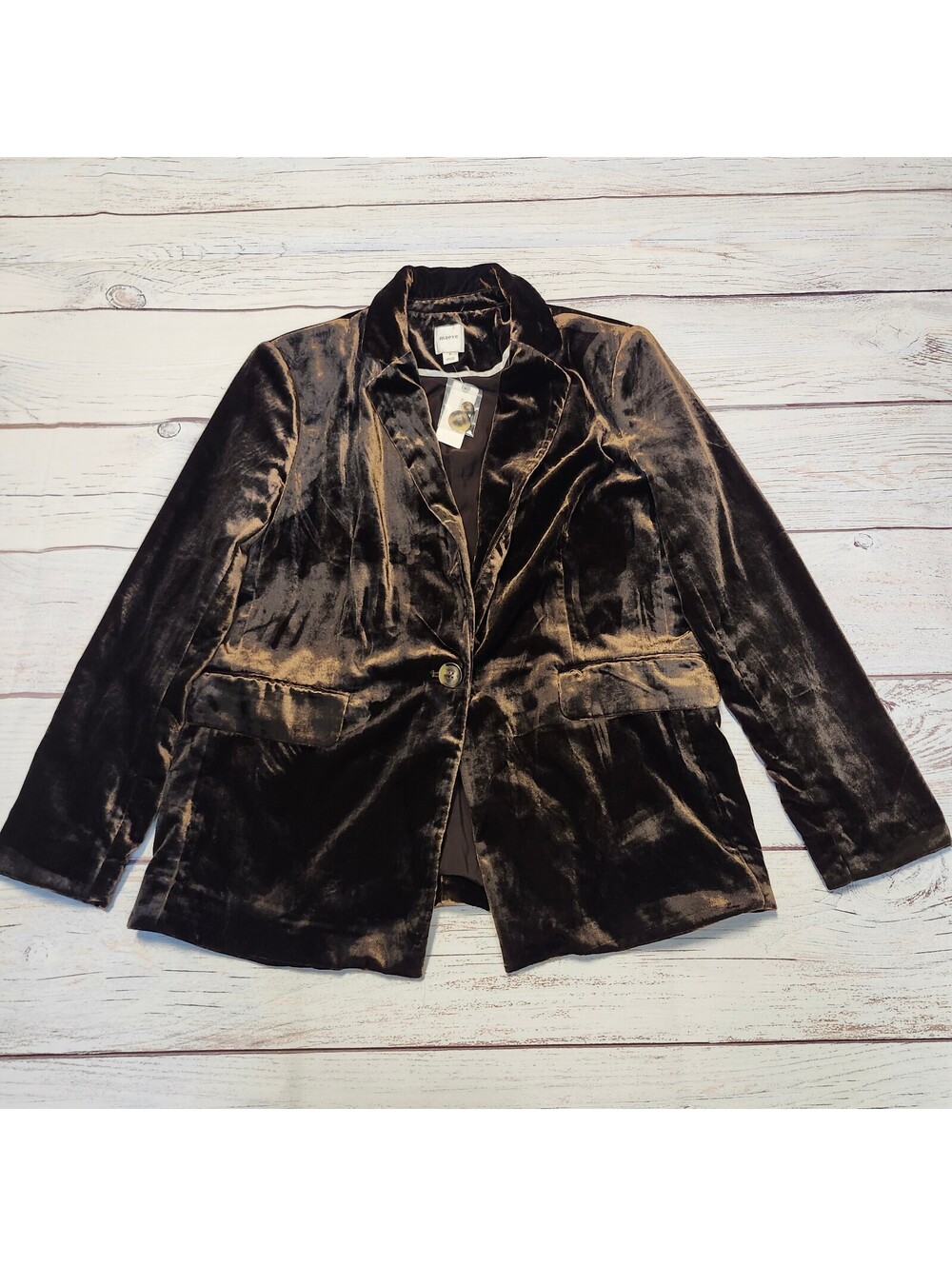 Maeve Anthropologie Chocolate Brown Velvet Blazer Jacket Size Small NWT